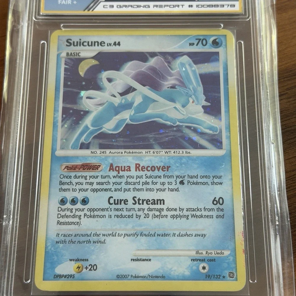 Suicune LV.44 Holo Rare Secret Wonders 19/132 Holo Pokemon 2007 C3 Grading 5